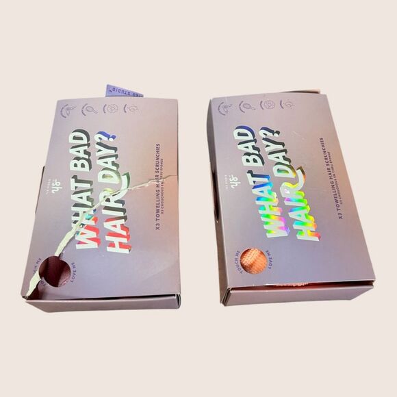 🧖‍♀️ ANTHRO YES STUDIO WHAT BAD HAIR DAY TERRY CLOTH TOWELING SCRUNCHIES x3 NWT - Picture 3 of 5